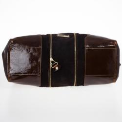 Pre Owned Jimmy Choo Liquid Patent and Suede Large Marla Bag
