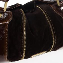 Pre Owned Jimmy Choo Liquid Patent and Suede Large Marla Bag