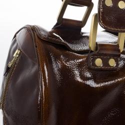 Pre Owned Jimmy Choo Liquid Patent and Suede Large Marla Bag