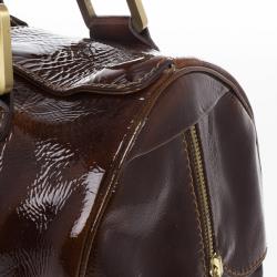 Pre Owned Jimmy Choo Liquid Patent and Suede Large Marla Bag