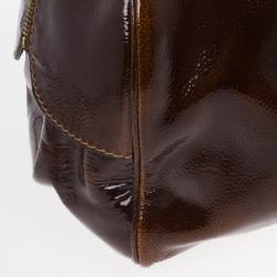 Pre Owned Jimmy Choo Liquid Patent and Suede Large Marla Bag