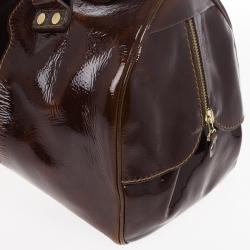 Pre Owned Jimmy Choo Liquid Patent and Suede Large Marla Bag
