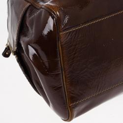 Pre Owned Jimmy Choo Liquid Patent and Suede Large Marla Bag