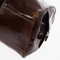 Pre Owned Jimmy Choo Liquid Patent and Suede Large Marla Bag