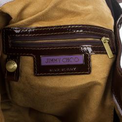 Pre Owned Jimmy Choo Liquid Patent and Suede Large Marla Bag
