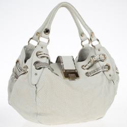 Pre Owned Jimmy Choo White 'Ramona' Python Leather Satchel