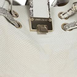 Pre Owned Jimmy Choo White 'Ramona' Python Leather Satchel