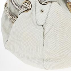 Pre Owned Jimmy Choo White 'Ramona' Python Leather Satchel