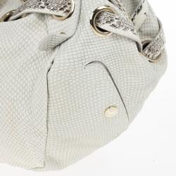 Pre Owned Jimmy Choo White 'Ramona' Python Leather Satchel