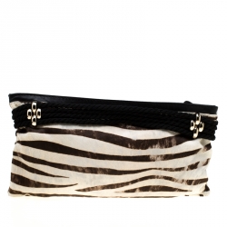 مملوكة مسبقًا Jimmy Choo Black/White Zebra Print Calfhair Clutch