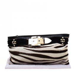 مملوكة مسبقًا Jimmy Choo Black/White Zebra Print Calfhair Clutch