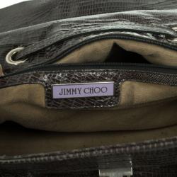 Pre Owned Jimmy Choo Rosalie Lizard Print Convertible Satchel
