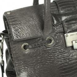 Pre Owned Jimmy Choo Rosalie Lizard Print Convertible Satchel