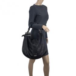 Pre Owned Jimmy Choo Black Leather Sky Studded Belt Hobo Bag