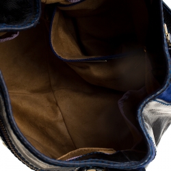 مملوكة مسبقًا حقيبة يد جيمي تشو ماهالا جلد أزرق/أسود وسويدي