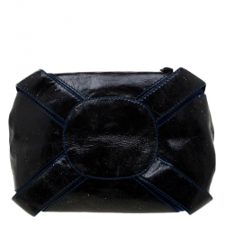 مملوكة مسبقًا حقيبة يد جيمي تشو ماهالا جلد أزرق/أسود وسويدي