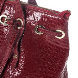 مملوكة مسبقًا Jimmy Choo Red Lizard Embossed Patent Leather Rhea Shopper Tote Bag