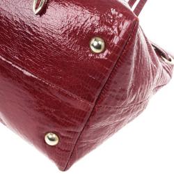 مملوكة مسبقًا Jimmy Choo Red Lizard Embossed Patent Leather Rhea Shopper Tote Bag