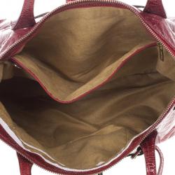 مملوكة مسبقًا Jimmy Choo Red Lizard Embossed Patent Leather Rhea Shopper Tote Bag