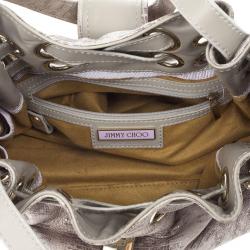 Pre Owned Jimmy Choo Grey Lizard Embossed Biker Ramona Tote 