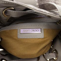 Pre Owned Jimmy Choo Grey Lizard Embossed Biker Ramona Tote 