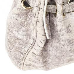 Pre Owned Jimmy Choo Grey Lizard Embossed Biker Ramona Tote 