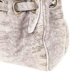 Pre Owned Jimmy Choo Grey Lizard Embossed Biker Ramona Tote 