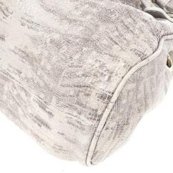 Pre Owned Jimmy Choo Grey Lizard Embossed Biker Ramona Tote 
