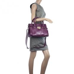 Pre Owned Jimmy Choo Small Rosalie Crocodile-Embossed Satchel