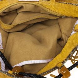 مملوكة مسبقًا Jimmy Choo Beige Leather &amp; Python Riki Hobo