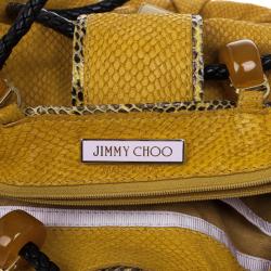 مملوكة مسبقًا Jimmy Choo Beige Leather &amp; Python Riki Hobo