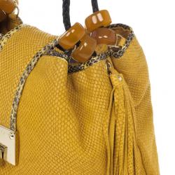 مملوكة مسبقًا Jimmy Choo Beige Leather &amp; Python Riki Hobo