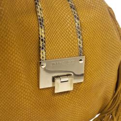مملوكة مسبقًا Jimmy Choo Beige Leather &amp; Python Riki Hobo