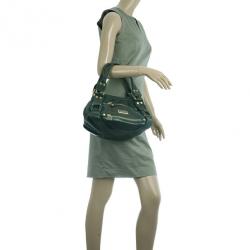 مملوكة مسبقًا Jimmy Choo Green Patent Leather and Suede Mahala Bag