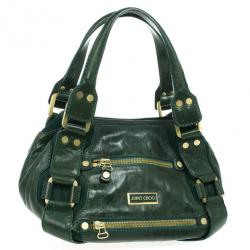 مملوكة مسبقًا Jimmy Choo Green Patent Leather and Suede Mahala Bag