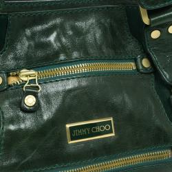 مملوكة مسبقًا Jimmy Choo Green Patent Leather and Suede Mahala Bag