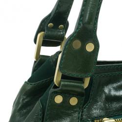 مملوكة مسبقًا Jimmy Choo Green Patent Leather and Suede Mahala Bag