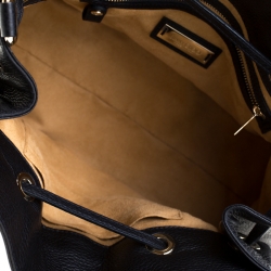 Pre Owned Jimmy Choo Navy Blue Grainy Leather Rosalie Top Handle