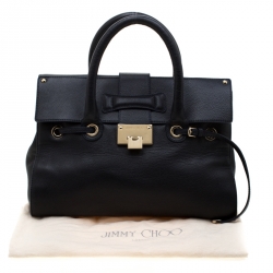 Pre Owned Jimmy Choo Navy Blue Grainy Leather Rosalie Top Handle