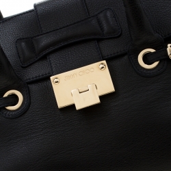 Pre Owned Jimmy Choo Navy Blue Grainy Leather Rosalie Top Handle