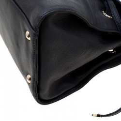 Pre Owned Jimmy Choo Navy Blue Grainy Leather Rosalie Top Handle