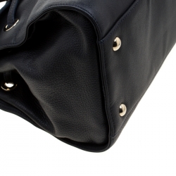 Pre Owned Jimmy Choo Navy Blue Grainy Leather Rosalie Top Handle