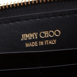 Jimmy Choo Multicolor Zebra Print Calfhair and Snakeskin Embossed Zip Around Wallet on Chain