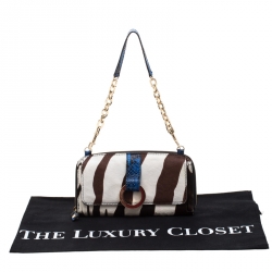 Jimmy Choo Multicolor Zebra Print Calfhair and Snakeskin Embossed Zip Around Wallet on Chain