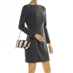Jimmy Choo Multicolor Zebra Print Calfhair and Snakeskin Embossed Zip Around Wallet on Chain