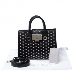 Jimmy Choo Black Star Studded Leather Riley Top Handle Bag