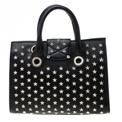 Jimmy Choo Black Star Studded Leather Riley Top Handle Bag