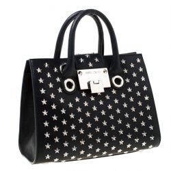Jimmy Choo Black Star Studded Leather Riley Top Handle Bag