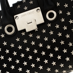 Jimmy Choo Black Star Studded Leather Riley Top Handle Bag