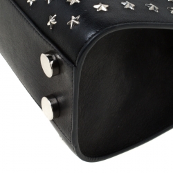 Jimmy Choo Black Star Studded Leather Riley Top Handle Bag